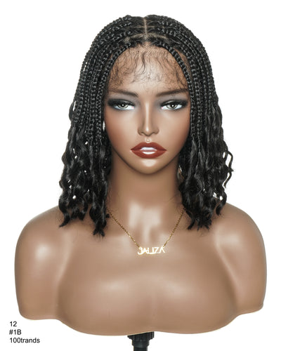 Nina - Perruque tressée sans colle, petite tête, bouts bouclés (bonnet petite taille pour petite tête)