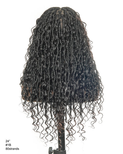 Perruque de Locs Boho sans nœuds en cheveux humains naturels avec boucles Boho et dentelle suisse HD, qualité salon
