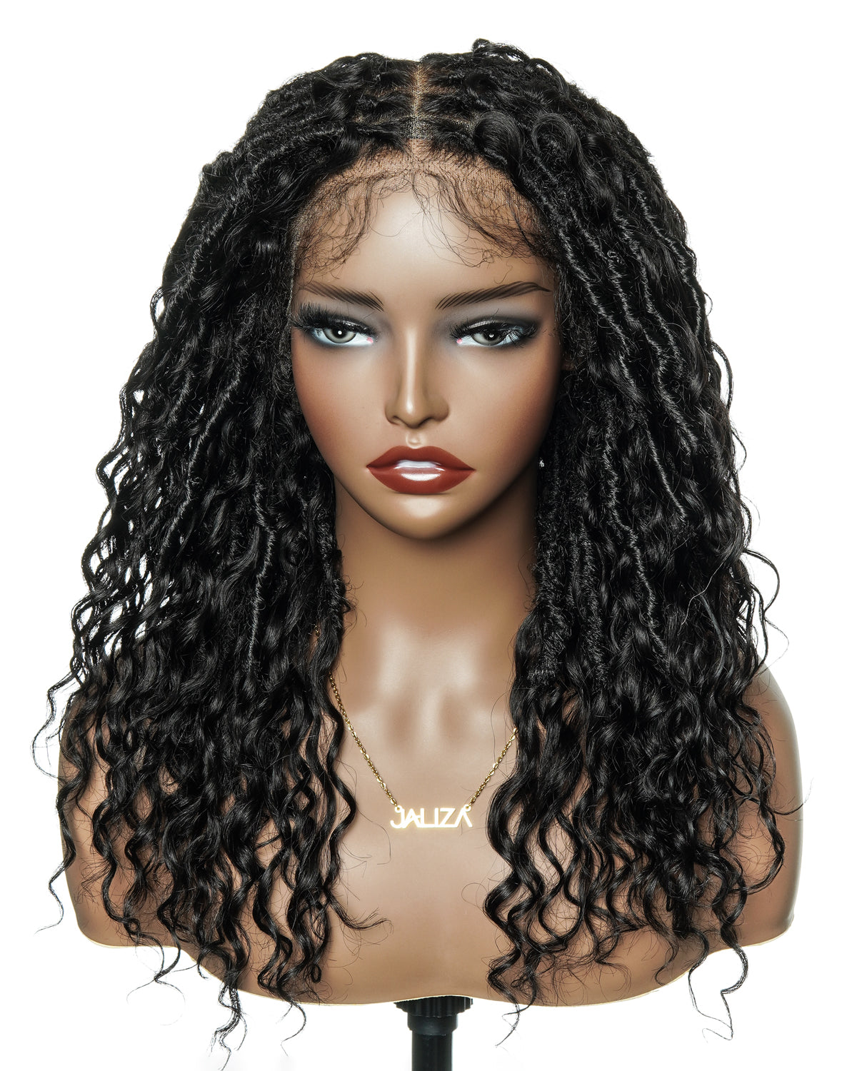 Lola - Perruque Boho Locs suisse HD pré-blanchie de 16 po avec boucles Boho en cheveux naturels