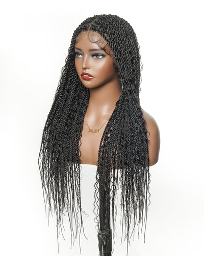 Perruque tressée Boho Island Twist de 30 pouces en cheveux humains HD Lace Blond Miel