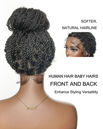 Perruque tressée Boho Island Twist de 30 pouces en cheveux humains HD Lace Blond Miel