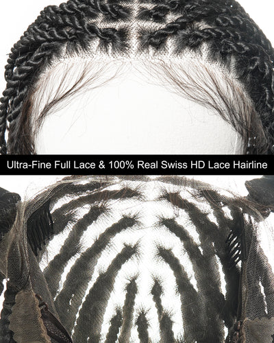 Perruque tressée Boho Island Twist de 30 pouces en cheveux humains HD Lace Blond Miel