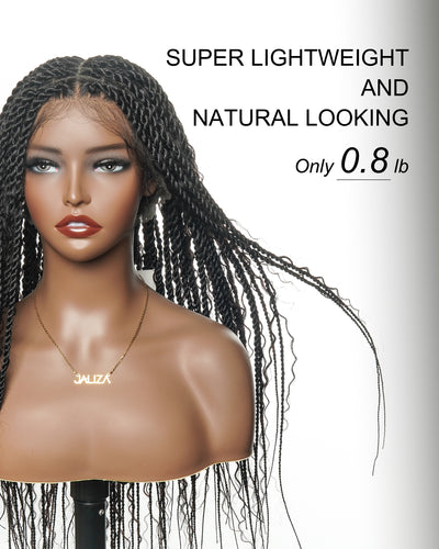 Perruque tressée Boho Island Twist de 30 pouces en cheveux humains HD Lace Blond Miel