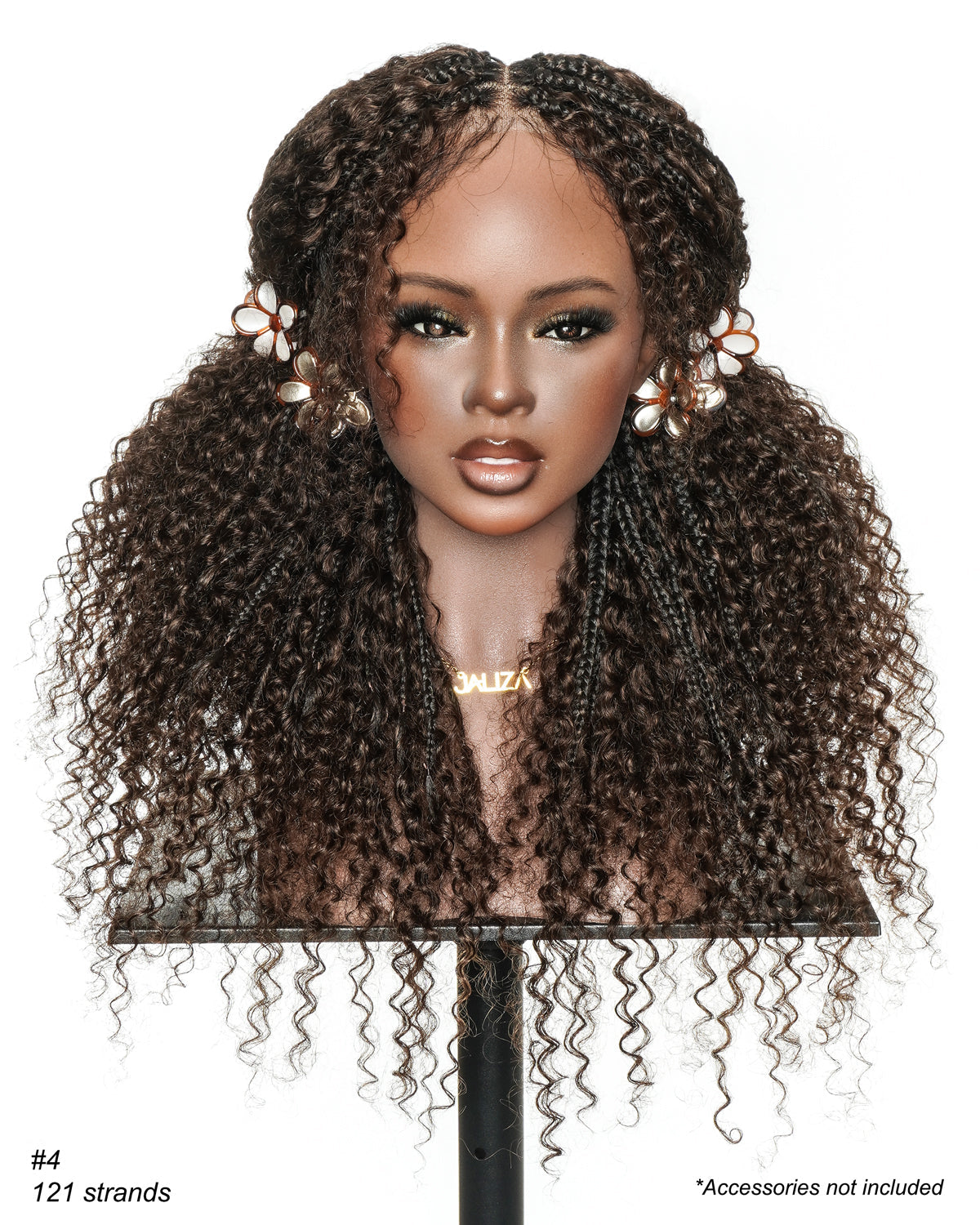 Lulu - Perruque bouclée HD Full Lace tressée à la main en cheveux humains, 24 pouces, marron foncé, pré-décolorée, style Bohème