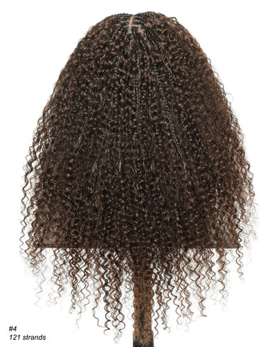 Lulu - Perruque bouclée HD Full Lace tressée à la main en cheveux humains, 24 pouces, marron foncé, pré-décolorée, style Bohème