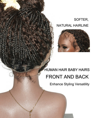 Lulu - Perruque bouclée tressée bohème sans colle, compatible petites têtes (Bonnet petit pour têtes menues)