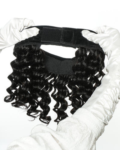 Pièce serre-tête en cheveux 100% humains sans colle de 12" avec bonnet
