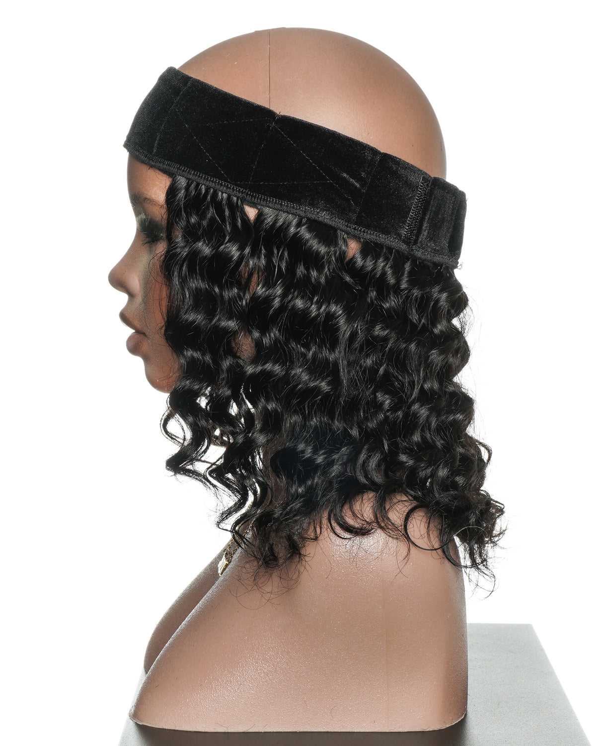 Pièce serre-tête en cheveux 100% humains sans colle de 12" avec bonnet