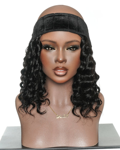 Pièce serre-tête en cheveux 100% humains sans colle de 12" avec bonnet