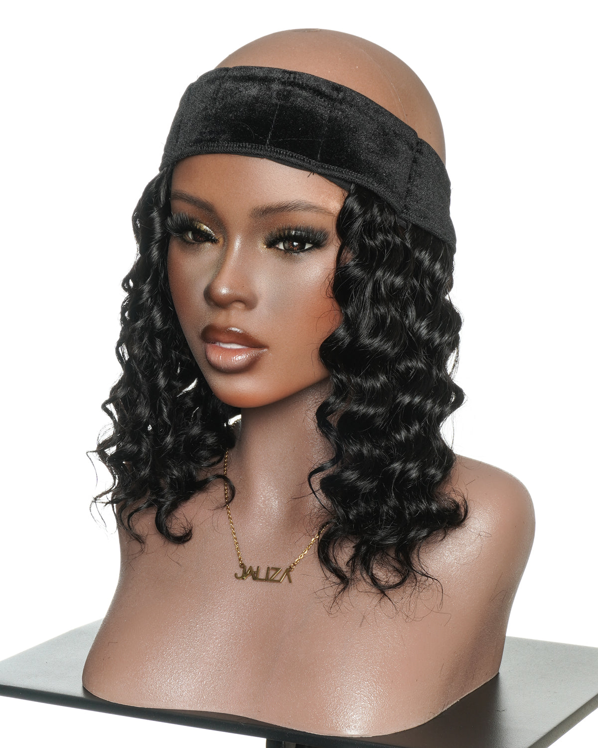 Pièce serre-tête en cheveux 100% humains sans colle de 12" avec bonnet