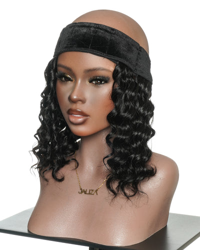 Pièce serre-tête en cheveux 100% humains sans colle de 12" avec bonnet