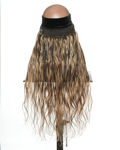 Bande de tresses bohèmes sans colle de 26 po avec boucles Body Wave en cheveux naturels (tresse simple de 22 po)