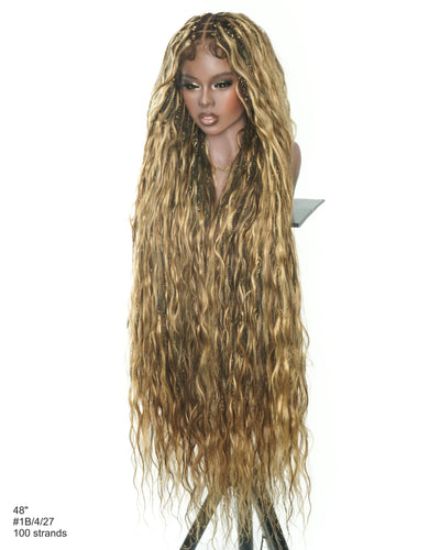 Celia Body Wave 48" 100% Human Hair Curls Full Lace Boho Braided Wig