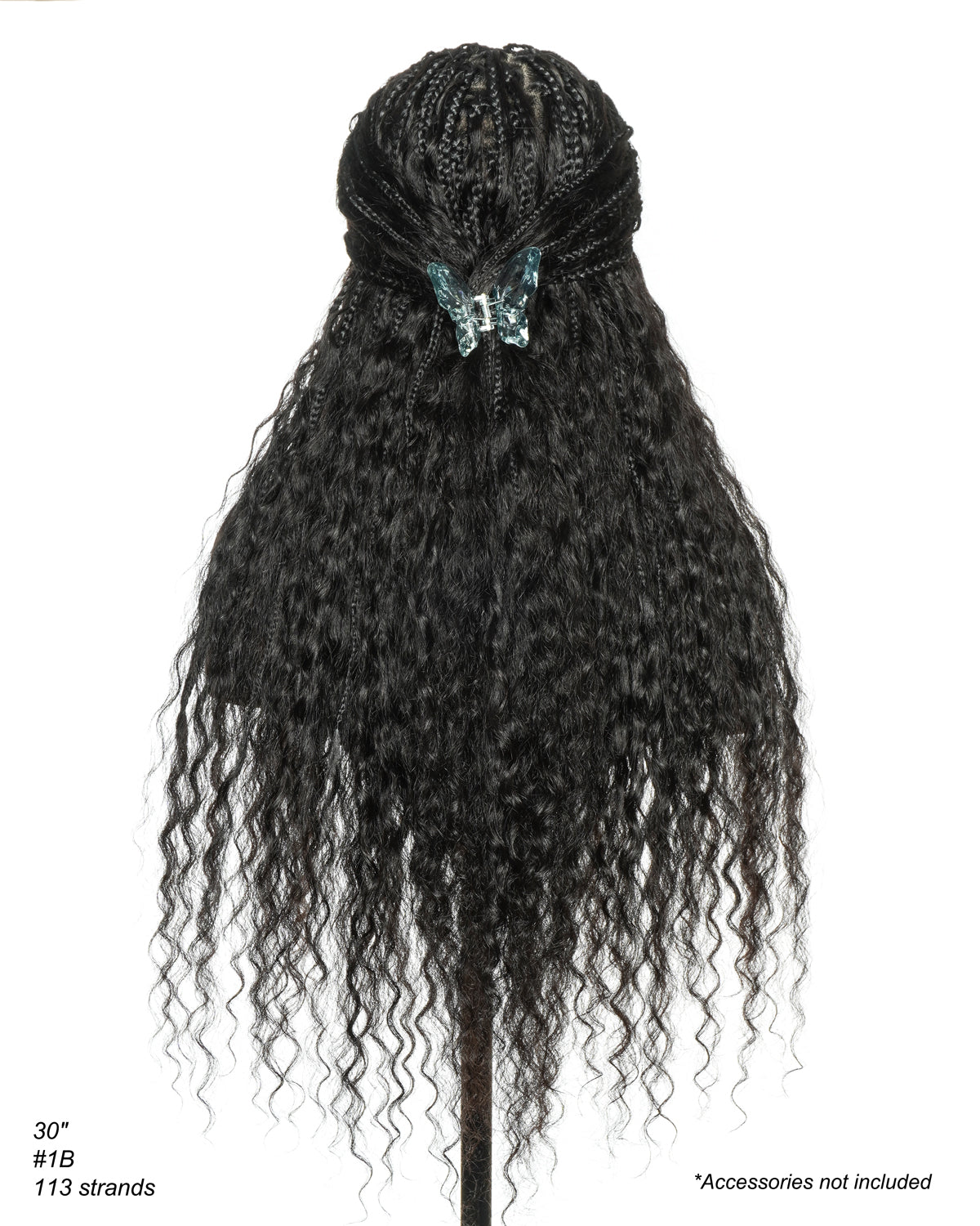 Avery - Perruque Tressée Complète en Cheveux Humains Pré-décolorés en 2 Étapes, Modèle Cornrows, avec Boucles Boho