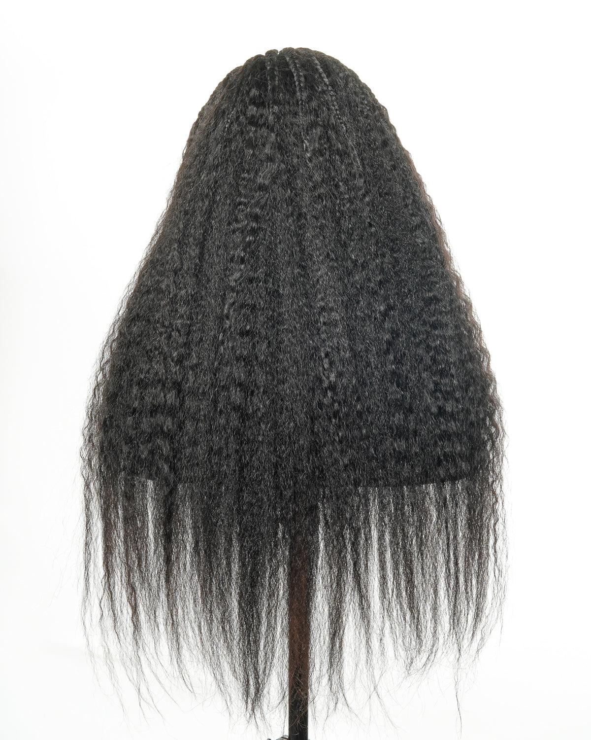 Perruque de 26" avec Couronne Semi-Tressée (Cornrows) Multiple et Cheveux Humains Crépus Extra Volumineux
