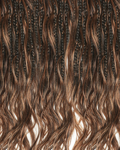 Mélange de Couleurs Personnalisées Perruque Humaine Body Wave 18 Pouces Tresses Boho au Crochet - Bouclées d'avance