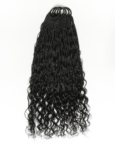Kiki Tresses au Crochet - 30-75 cm Avec Boucles de Cheveux Humains 100 Brins/Paquet Ondulées Profondes
