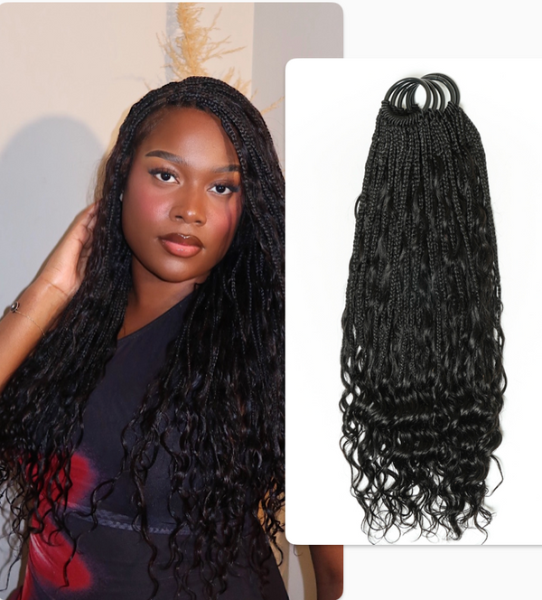 Kiki Tresses au Crochet - 30-75 cm Avec Boucles de Cheveux Humains 100 Brins/Paquet Ondulées Profondes