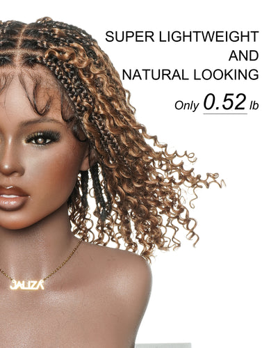 Perruque Lulu Bob 12" pré-décolorée, sans colle, en dentelle suisse HD, sans nœuds, style bohème, avec cheveux humains bouclés et ondulés