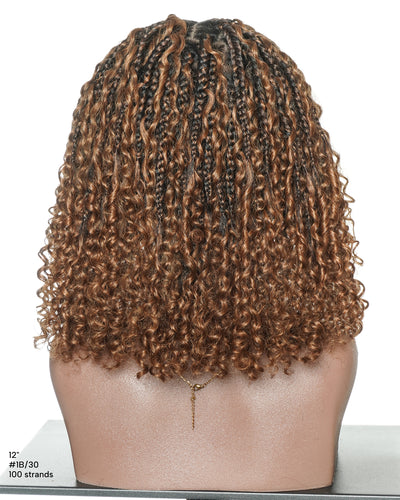 Perruque Lulu Bob 12" pré-décolorée, sans colle, en dentelle suisse HD, sans nœuds, style bohème, avec cheveux humains bouclés et ondulés