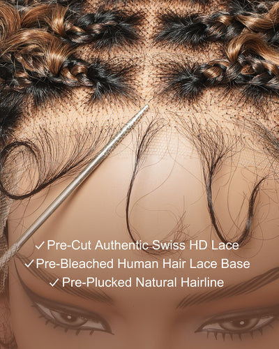 Perruque Lulu Bob 12" pré-décolorée, sans colle, en dentelle suisse HD, sans nœuds, style bohème, avec cheveux humains bouclés et ondulés