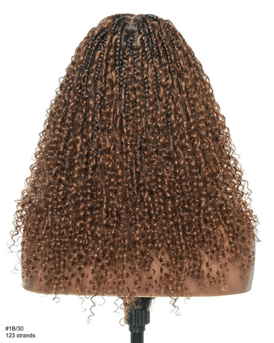 Lulu - Perruque bouclée tressée bohème sans colle, compatible petites têtes (Bonnet petit pour têtes menues)
