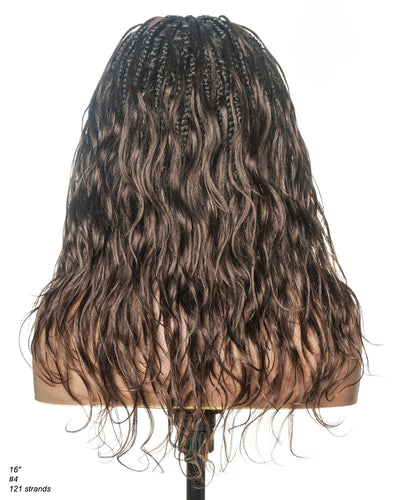 Perruque tressée bohème ondulée en cheveux humains, conception personnalisée - 121 mèches