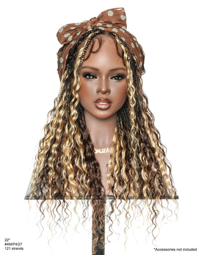 Tiana - Perruque Tressée en Cheveux Humains Pré-décolorés Bouclés Espagnols Miracle Braids Boho Swiss HD Full Lace