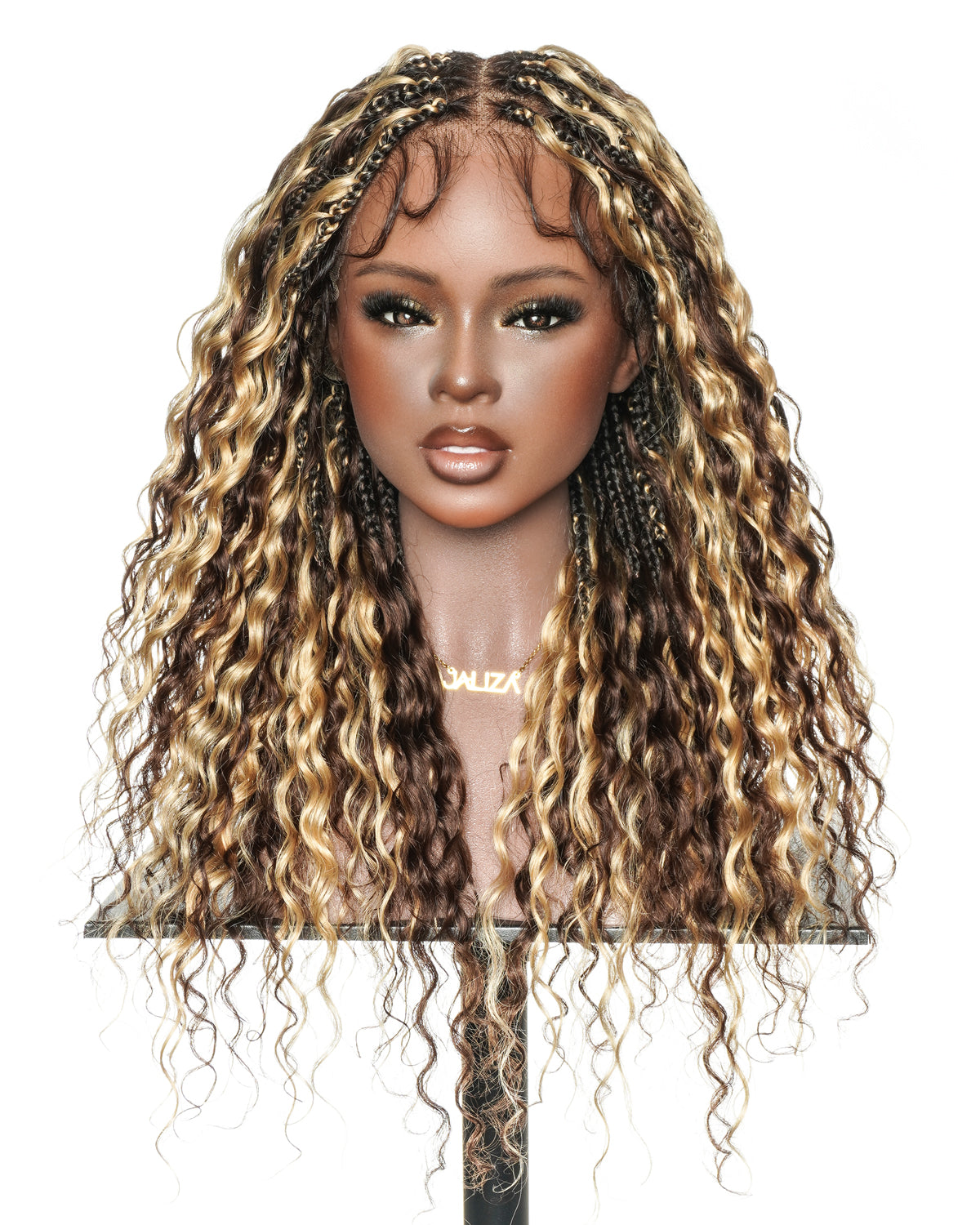 Tiana - Perruque Tressée en Cheveux Humains Pré-décolorés Bouclés Espagnols Miracle Braids Boho Swiss HD Full Lace
