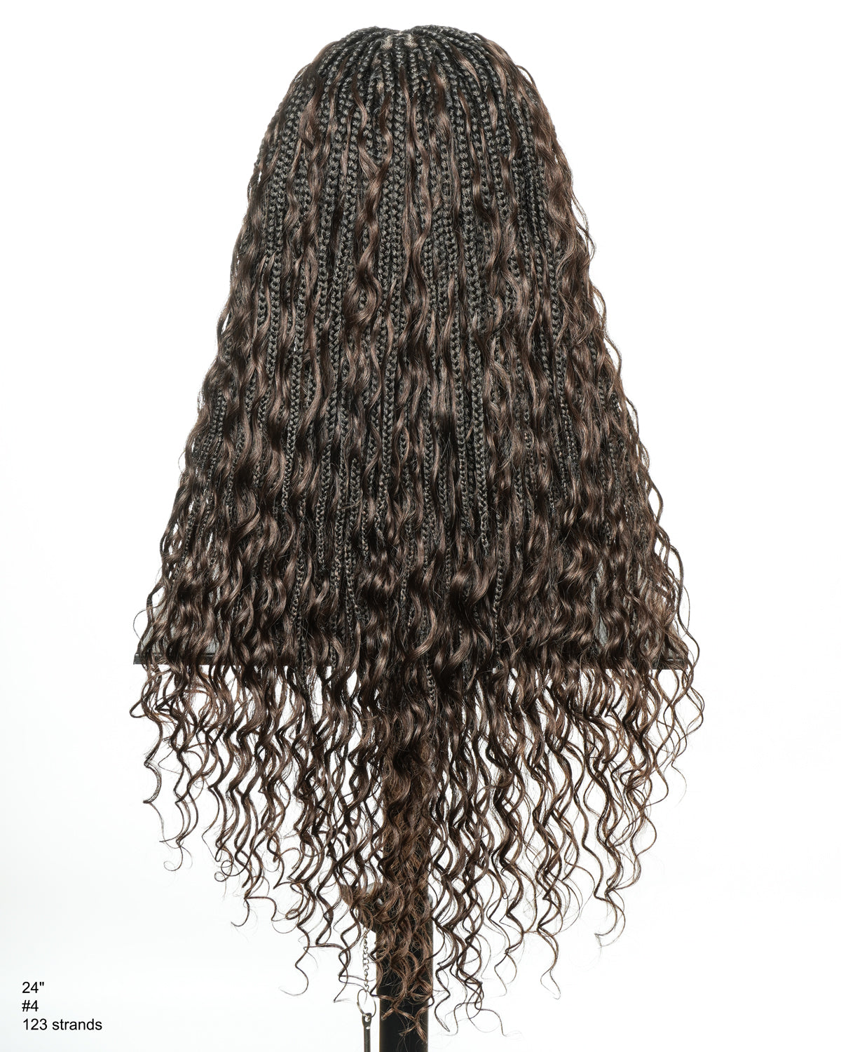 Kiki - Perruque tressée de type Boho, bouclée, en cheveux humains pré-décolorés de 24 pouces, avec base en dentelle suisse HD