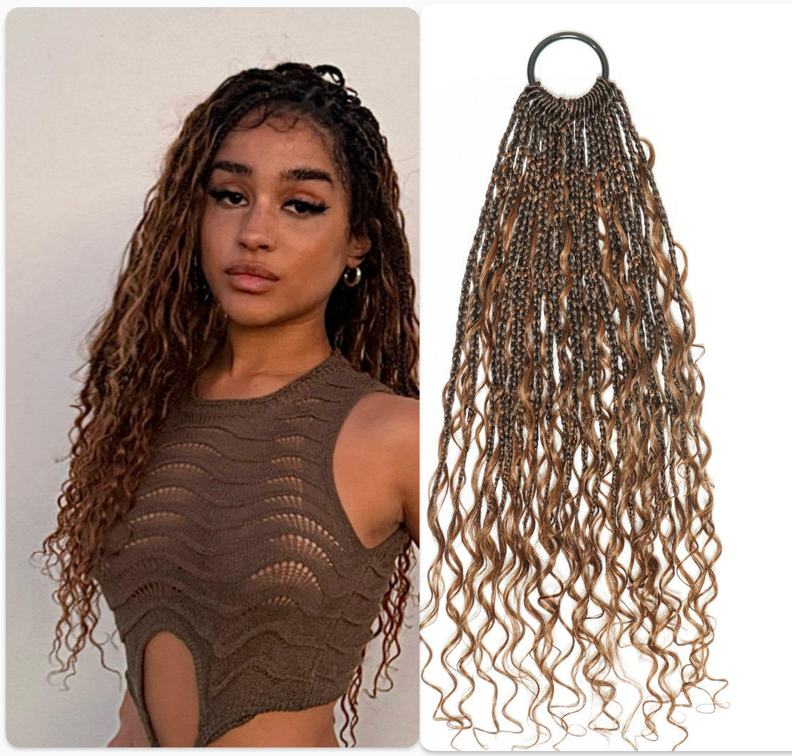 Kiki Tresses au Crochet - 30-75 cm Avec Boucles de Cheveux Humains 100 Brins/Paquet Ondulées Profondes