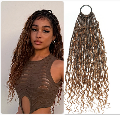 Kiki Tresses au Crochet - 30-75 cm Avec Boucles de Cheveux Humains 100 Brins/Paquet Ondulées Profondes