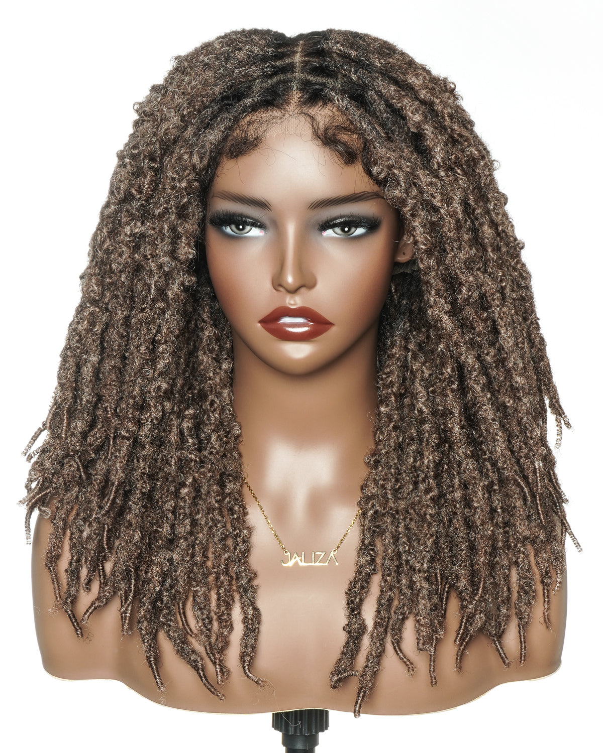 Perruque en dentelle complète suisse HD de 18 pouces avec fausses locks douces et vieillies pré-décolorées