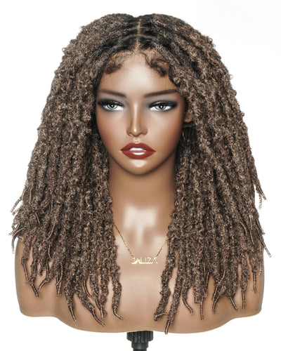 Perruque en dentelle complète suisse HD de 18 pouces avec fausses locks douces et vieillies pré-décolorées
