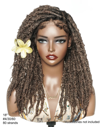 Perruque en dentelle complète suisse HD de 18 pouces avec fausses locks douces et vieillies pré-décolorées