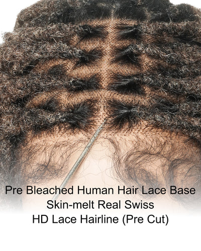 Perruque en dentelle complète suisse HD de 18 pouces avec fausses locks douces et vieillies pré-décolorées