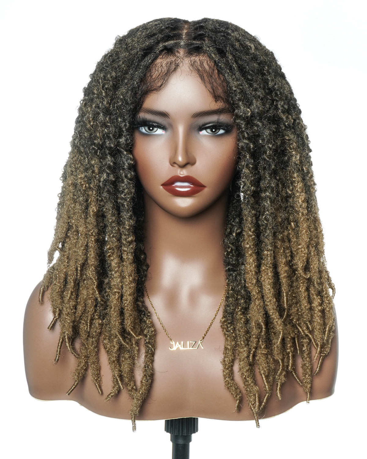 Perruque en dentelle complète suisse HD de 18 pouces avec fausses locks douces et vieillies pré-décolorées