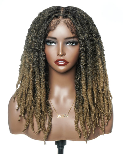 Perruque en dentelle complète suisse HD de 18 pouces avec fausses locks douces et vieillies pré-décolorées