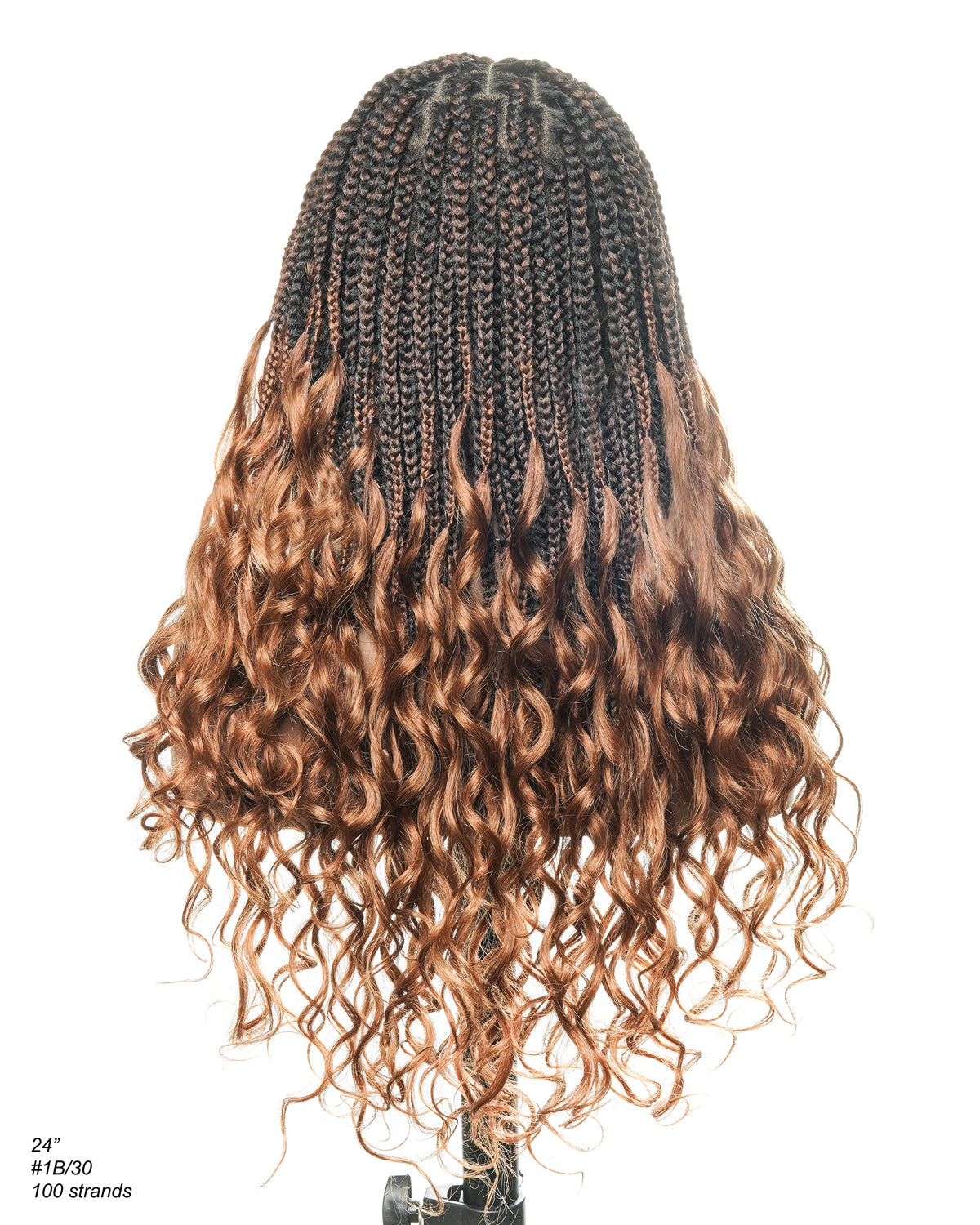 Perruque tressée de 24 po, prélavée, en cheveux humains, avec lacets, sans nœuds, finitions bouclées en cheveux humains