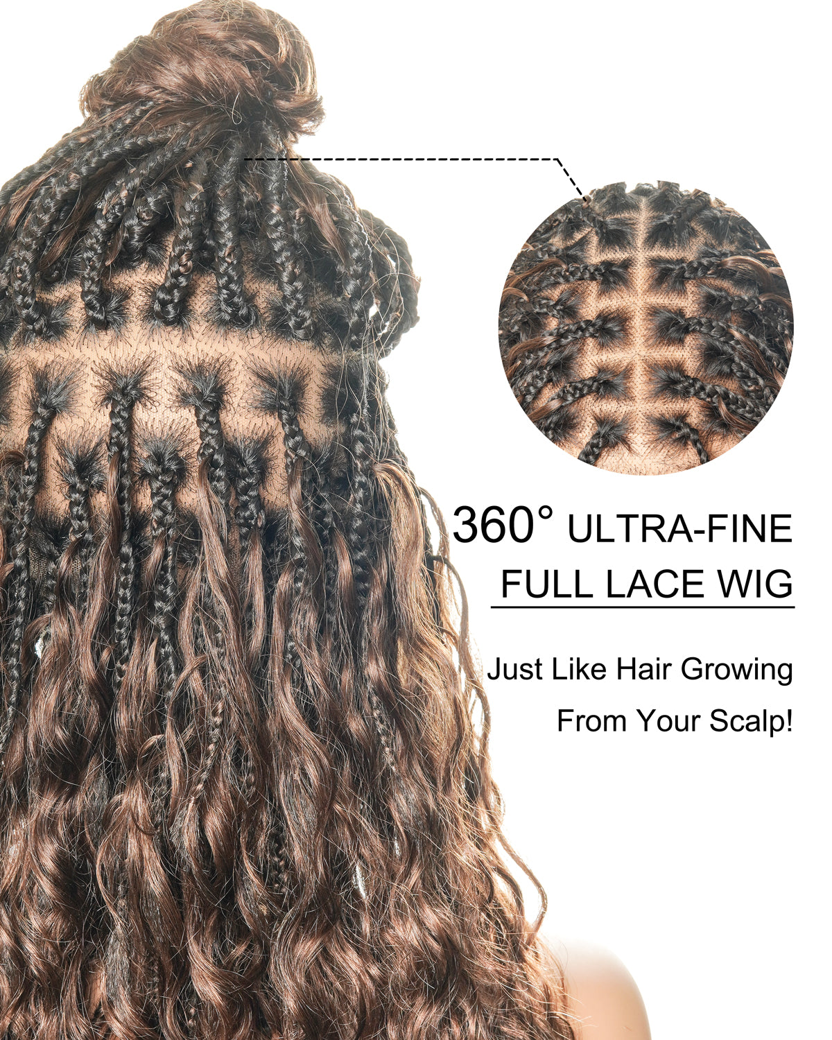 Vivi 16" - JALIZA Slip-On™ Glueless Swiss HD Full Lace Lightweight Version Human Hair Boho Box Braided Wig With C Cap Design And Stretchable Lace