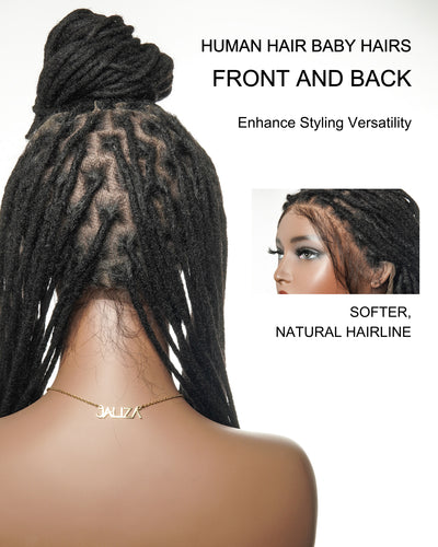 Perruque Lace Front intégrale 100 % cheveux humains dreadlock prélavés HD 100 mèches