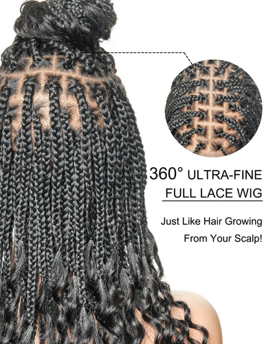 Nina - Perruque tressée sans colle, petite tête, bouts bouclés (bonnet petite taille pour petite tête)