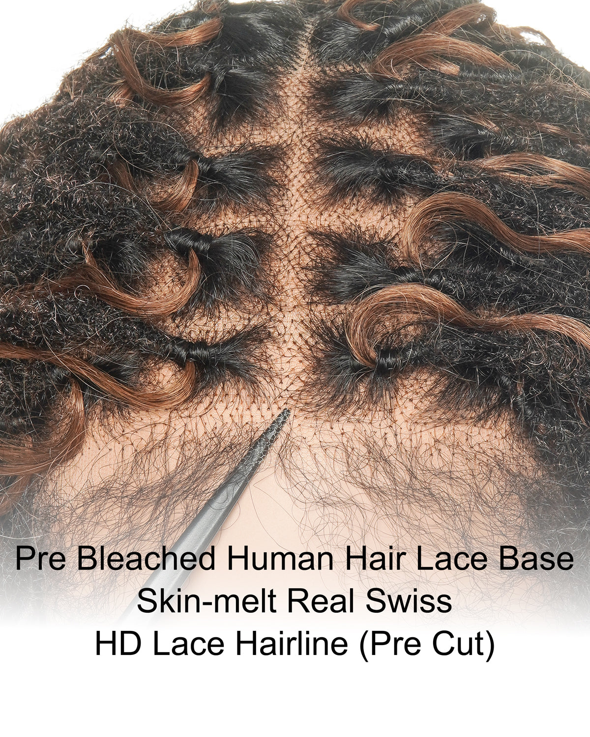 Lola - Perruque Boho Locs suisse HD pré-blanchie de 16 po avec boucles Boho en cheveux naturels
