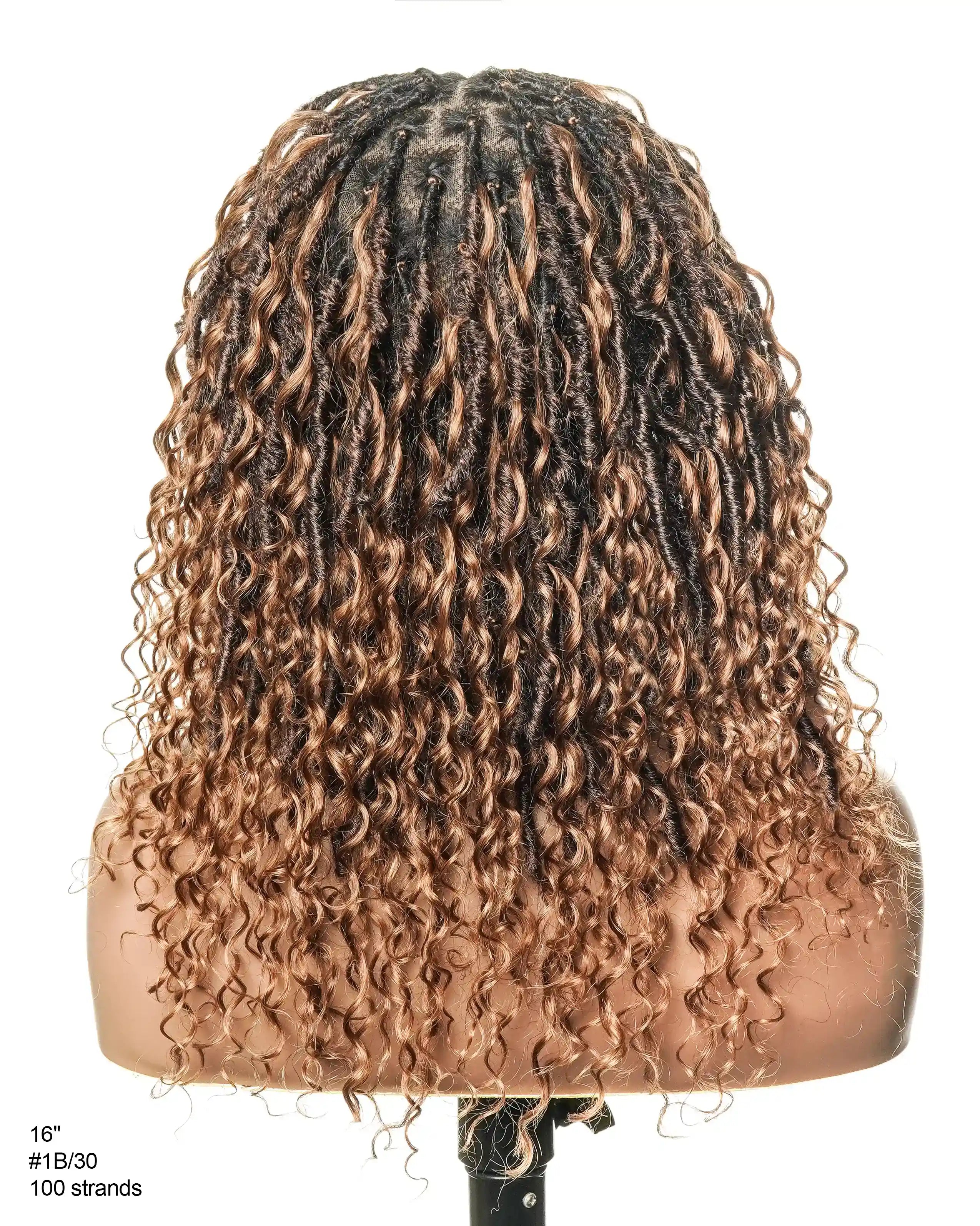 Perruque de Locs Boho sans nœuds en cheveux humains naturels avec boucles Boho et dentelle suisse HD, qualité salon