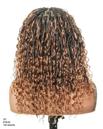 Perruque de Locs Boho sans nœuds en cheveux humains naturels avec boucles Boho et dentelle suisse HD, qualité salon