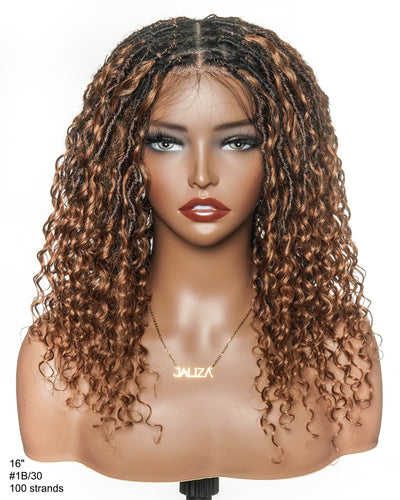 Perruque de Locs Boho sans nœuds en cheveux humains naturels avec boucles Boho et dentelle suisse HD, qualité salon