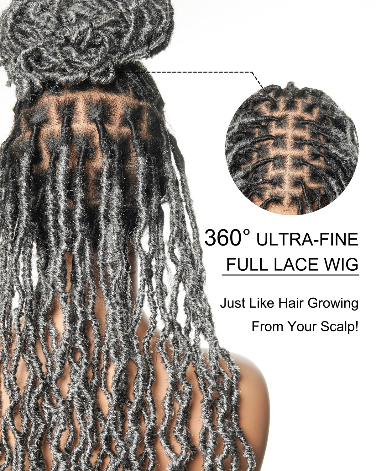 Perruque tressée de qualité professionnelle, sans nœuds, à locs, avec dentelle complète HD, 24", 80 brins