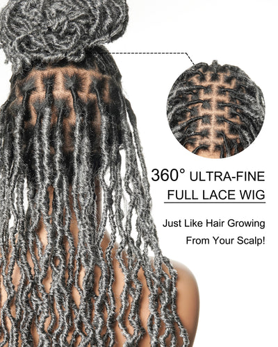 Perruque tressée de qualité professionnelle, sans nœuds, à locs, avec dentelle complète HD, 24", 80 brins
