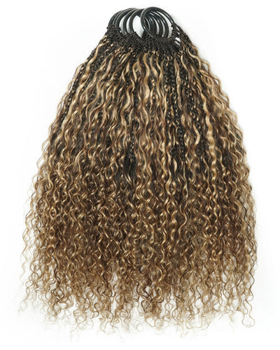 18" Ghost Loop™ Crochet Boho Braids With Water Wave Human Hair Curls