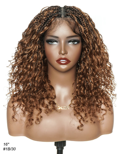 Perruque tressée en cheveux naturels, sans colle, 16 pouces, HD pré-coupée, entièrement en dentelle élastique, légère, prête à l'emploi, tresses bohèmes en boîte.